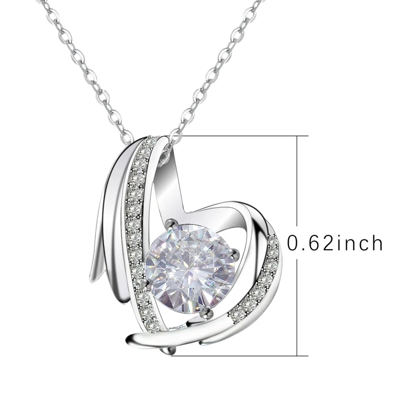 

Love Zircon Necklace-Silver 1.57cm Lady Romantic Style Pendant Necklace Valentine's Day Gift for Female Girl New Hot in 2021 1pc