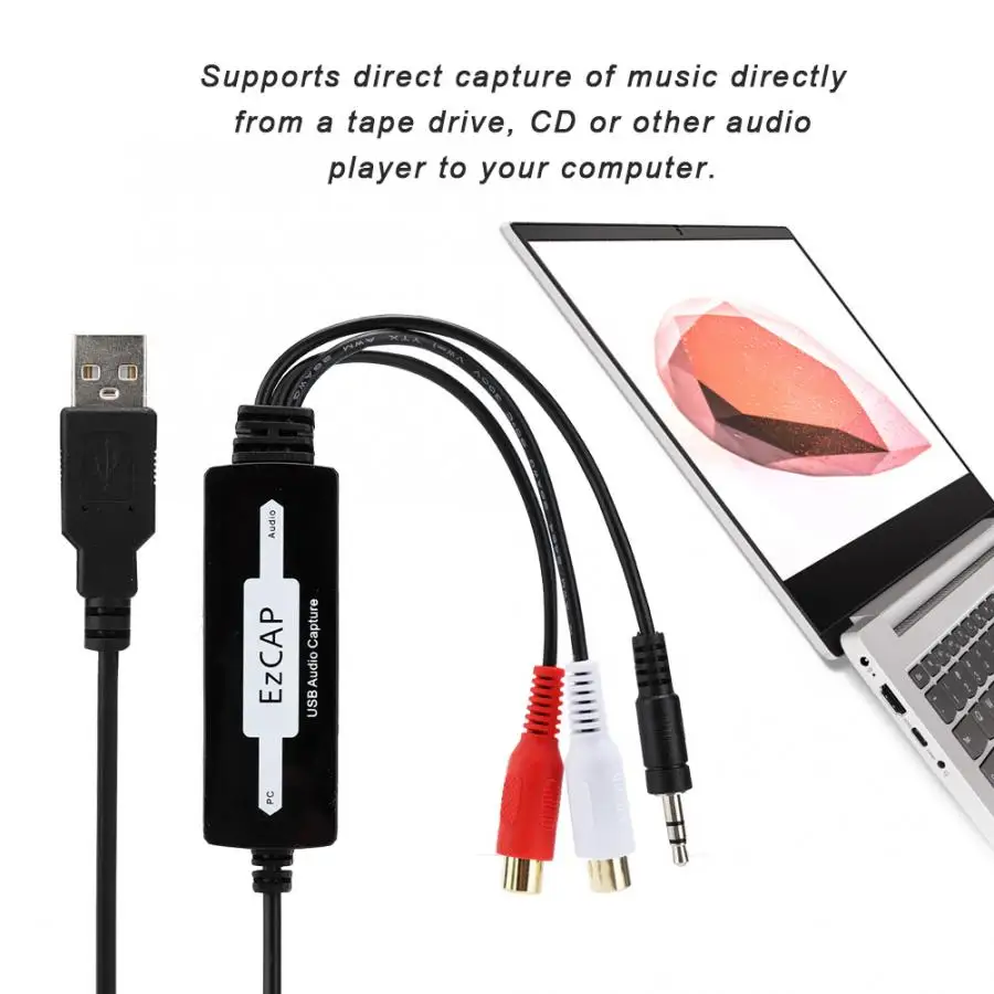 USB Audio Capture Card Stereo Acquisition 3.5mm Interface for Windows XP/for Vista/7/8/8.1/10 | Электроника