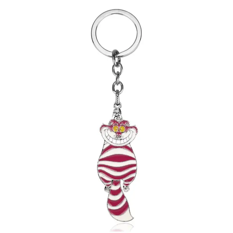 keychain Уникальная Ювелирная брошь Алиса в стране чудес Чеширский кот, эмалированные булавки, значок для рюкзака, броши для мужчин, женщин, детей, подарок - Окраска металла: keychain