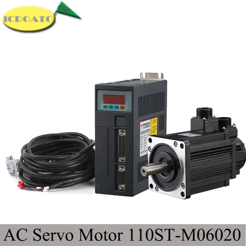 1.2KW серво системы комплект 110ST M06020 2000 об/мин 6N.M. Сервомотор однофазного