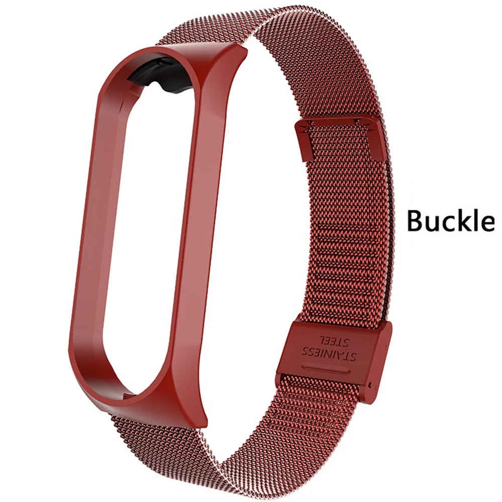 buckle red Rovtop ремешок для Xiaomi Mi группа 3 ремешок для Xiaomi Mi группа 3 браслет для Xiaomi Mi группа 3 металлические Безвинтовые нержавеющая сталь - Цвет: buckle red