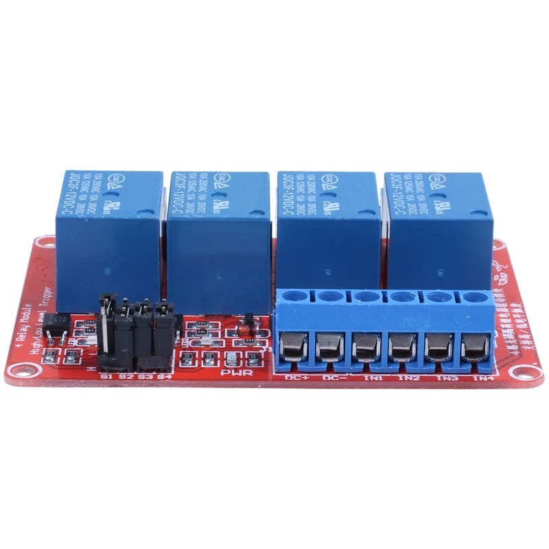 DC 12V 4-CH High Low Level Trigger Optocoupler Armored Relay Module 73 x 50 18 mm / 2.8 inchx 2inch 0.71 inch Red | Обустройство дома