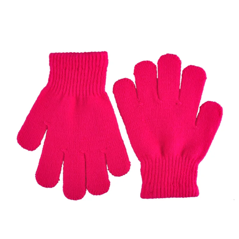 pink Милые зимние детские перчатки, варежки, детские теплые одноцветные перчатки для спорта, велоспорта, рыбалки, сноуборда, бега - Цвет: pink