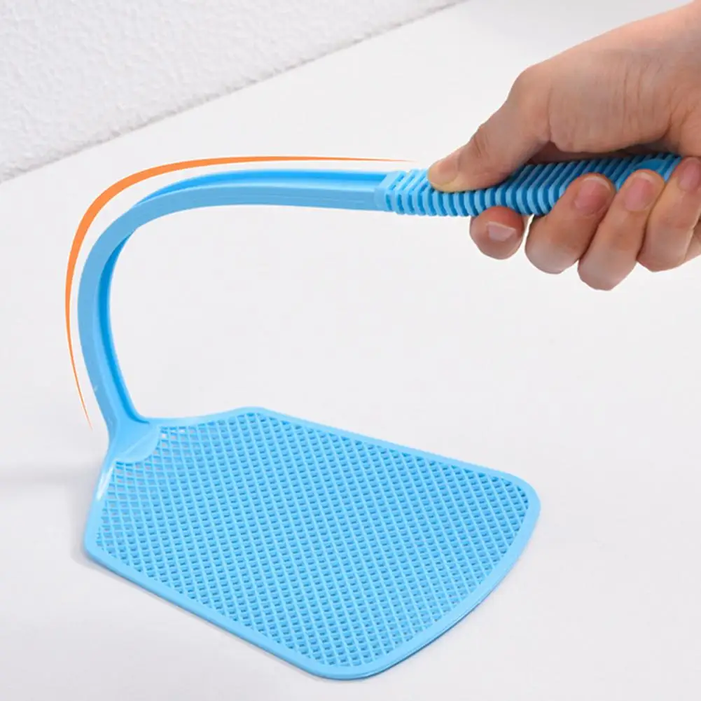 

Fashion Plastic Fly Swatter Extended Handle Bendable Net Surface Household Swatter Color Random