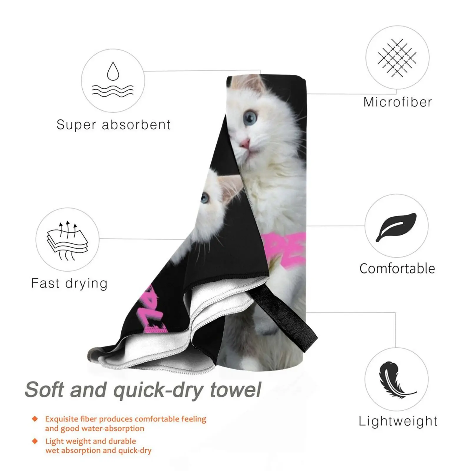 Здравствуйте! Быстросохнущее полотенце для любителей кошек портативная