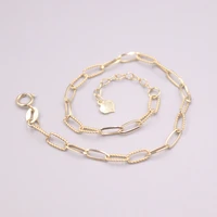 pure 18k yellow gold bracelet lucky 3mm wide twist rectangle oval link chain bracelet woman gift 2g 7 3inch au750
