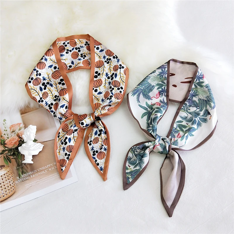 

Fashion Print Small Silk Scarf Long Skinny Hair Neck Scarves Print Women Silk Scarf Lady's Bag Tie Ribbons Sharp-cornered Scarf
