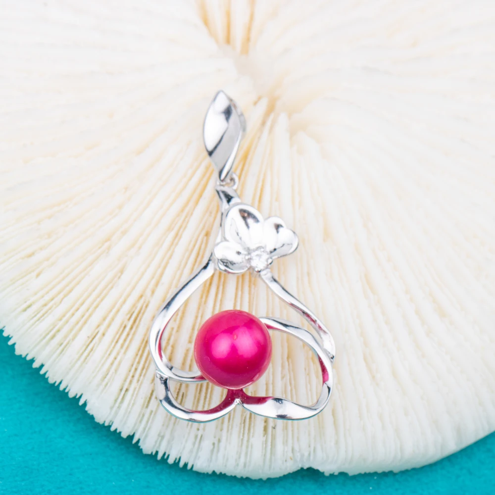 

P010893 Vermeerjewelry реальные 925 пробы серебряная подвеска для ребенка от 6 до 8 мм круглые бусинки жемчуга или каменные Цветочные Форма без цепи