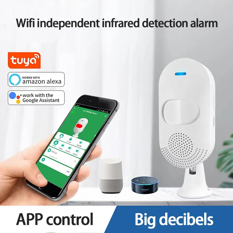

Беспроводной инфракрасный датчик движения Tuya, Wi-Fi сенсор для охранной сигнализации, совместим с Alexa Google Home