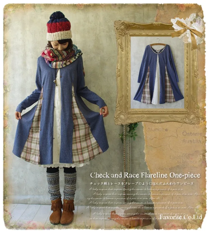 Женское платье с длинным рукавом Лолита готическое клетчатое кружевное