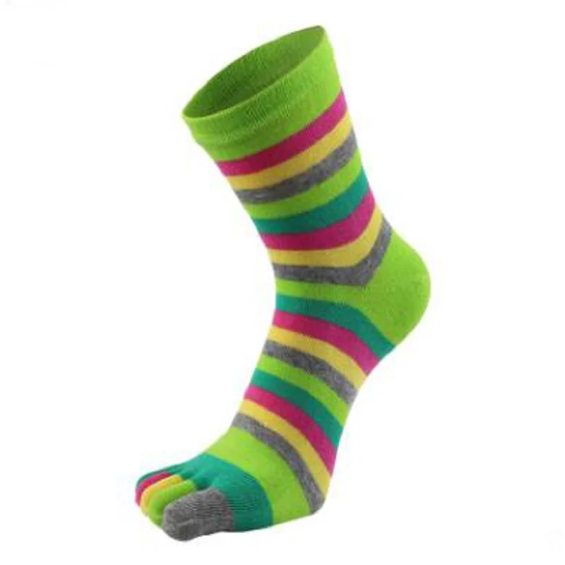 

Pairs Of Women's Socks Autumn Winter Funny Cute Five Fingers Rainbow Color Striped Printed Ankle Toe Cotton Socks