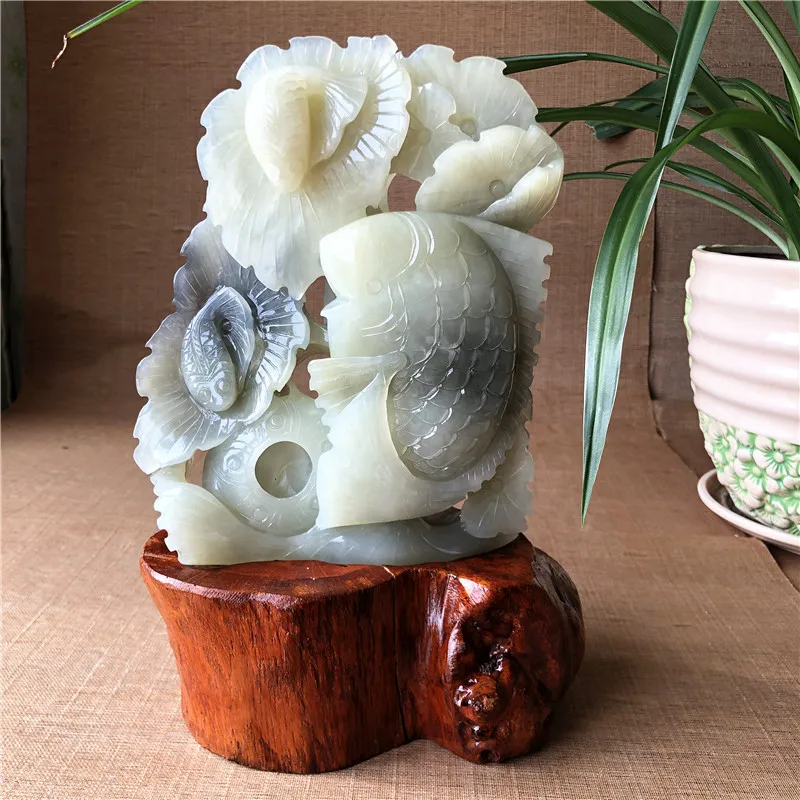 

Natural xiuyu white jade pendant hand carved big fish pendants necklace top brand men woman real jade jewelry jade necklace