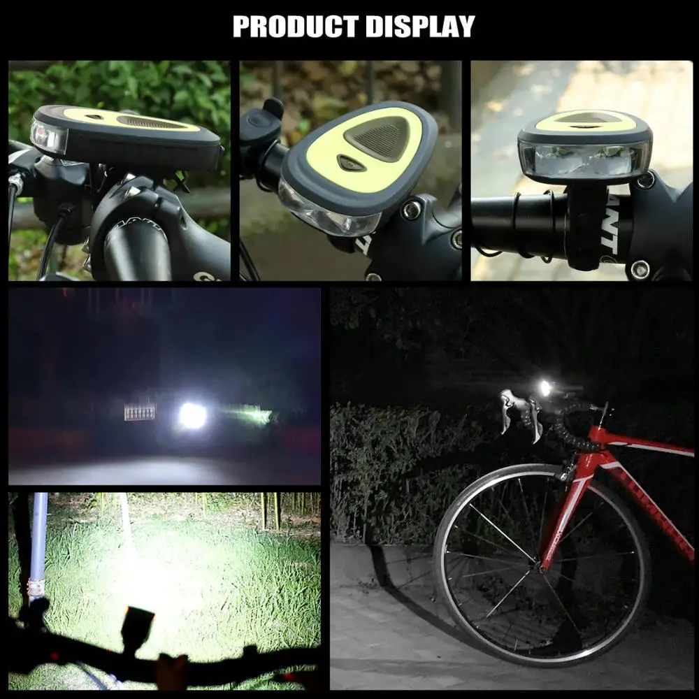 

WEST BIKING 3 Modes Bicycle Headlight 120db Electric Horn MTB Bike Bell Bike Accessories USB Rechargeable Cycling Horn Light