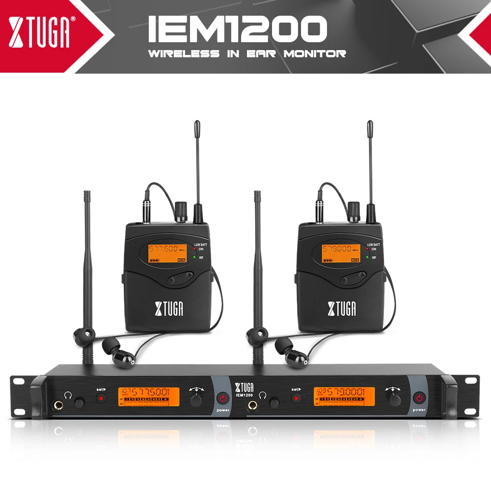 XTUGA IEM1200 Беспроводной в ухо монитор Системы 2 канала поясной мониторинга с