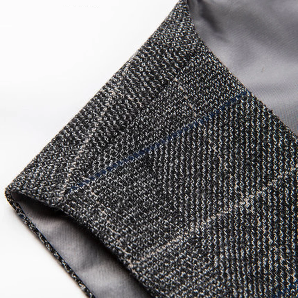 Мужской твидовый Приталенный жилет серый клетчатый деловой в елочку британском