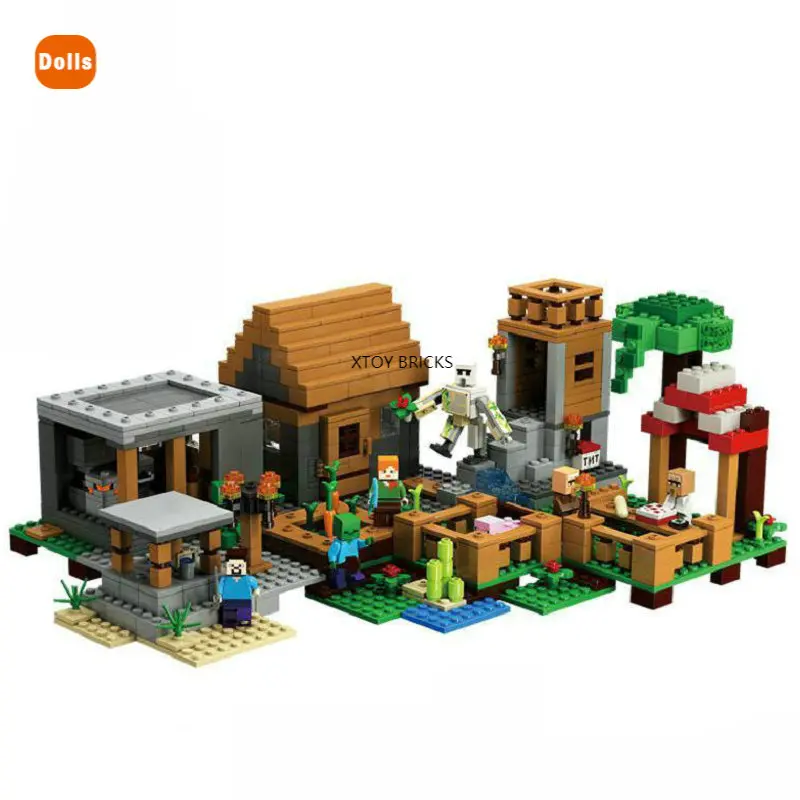 

The Village Special Edition Building Blocks With Steve Villagers Figures Compatible My World Bricks Set DIY Toys