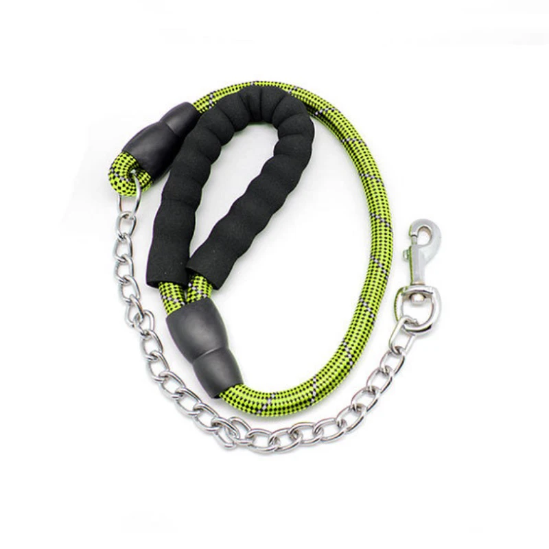 Светоотражающий Поводок-цепочка для больших собак из нержавеющей стали поводок
