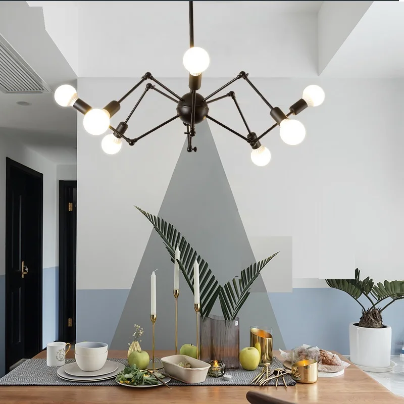 Скандинавский ретро современный подвесной светильник черная металлическая