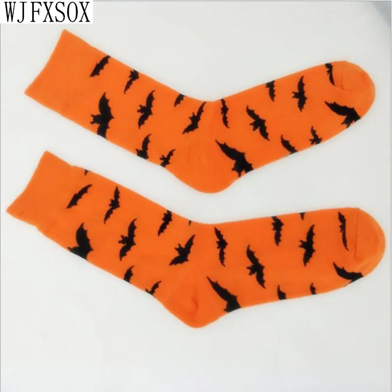 

Носки мужские хлопковые для Хэллоуина, оригинальные впитывающие пот летучие мыши, дышащие, из чистого хлопка, 1 пара