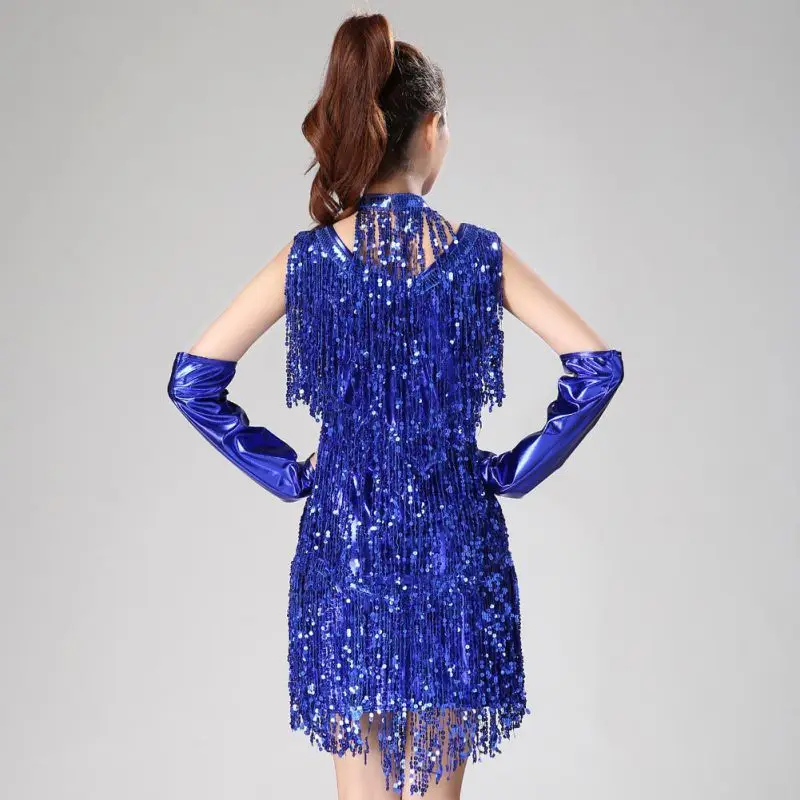 Платье для танцев с v образным вырезом блестками и бахромой 1920 е Charleston костюмы