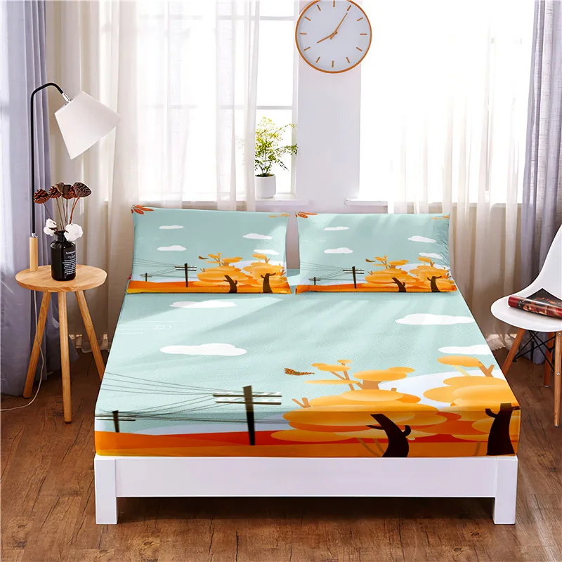 

Звездного неба цифровой печатный 3 шт. натяжная простыня из полиэстера матраса четырех углах с Эластичная лента простыня, наволочки для под...