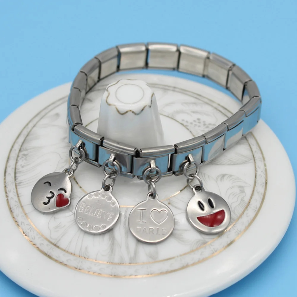 Hapiship 2018 9mm Width Original Daisy Round Smiling Face Love High-end Charm Fit Bracelet Stainless Steel Jewelry Making DJ66 | Украшения