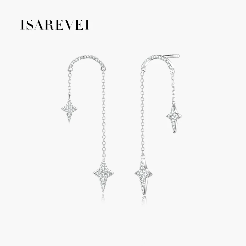 

Star Tassel Long Drop Earrings 925 Sterling Silver Pixel Charm Zircon Earrings Jewelry Accessories For Women