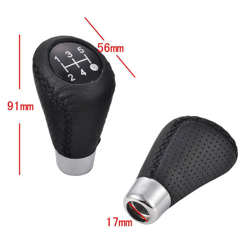 Универсальный 5 Скорость черные кожаные алюминиевая ручная ручка переключения