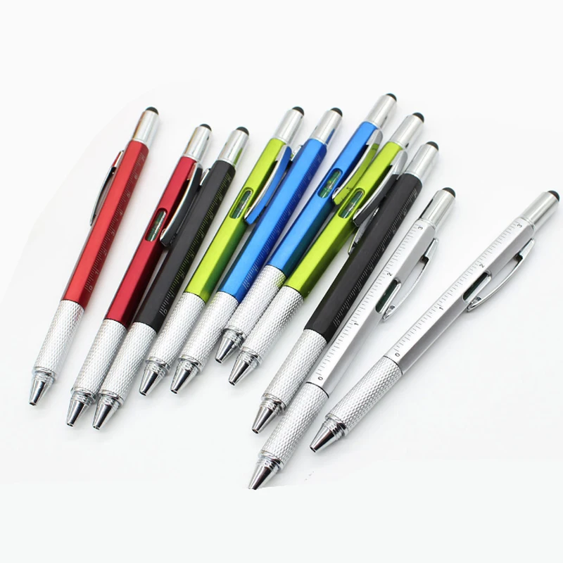 

Plastic Material 6 In 1 Multifunctional Tool Stylus Pen With Ruler And Screwdriver Multi-purpose Tool Ballpoint Pens For Gifts