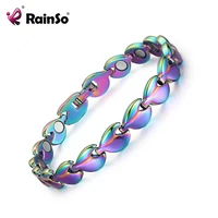 rainso 2020 new magnetic bracelets for women stainless steel bio energy health bracelet femme multicolor plating charm jewelry
