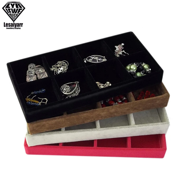 

Ring Earrings Bracelet Cufflinks Jewelry Organizer Tray Drawer Insert Display Stand Holder Rack Storage Showcase Velvet Box