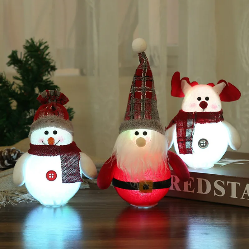 

2021 Christmas Decorations LED Santa Claus Snowman Deer Creative New Luminous Xmas Tree Pendant Gnome Gifts Ornaments Decoration