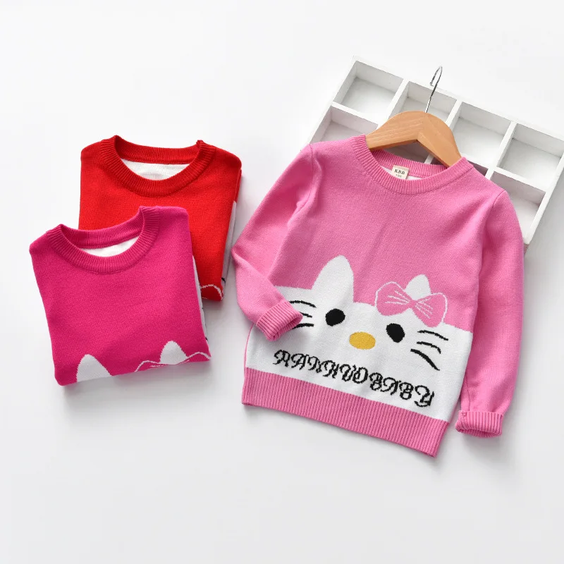 Свитер для девочек с принтом Hello Kitty толстый новогодний свитер