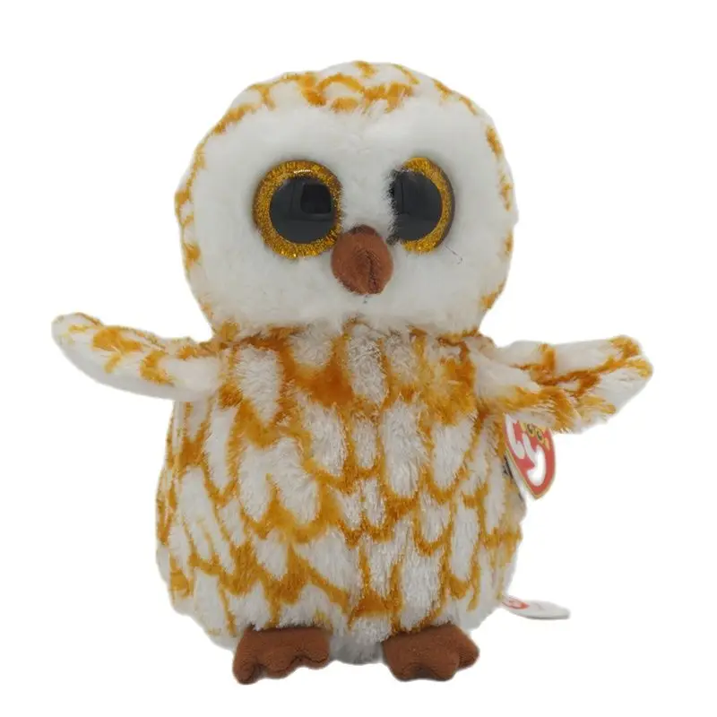 

15 CM Ty Beanie Boos Big Eyes Brown Patterned Owl Soft Healing Plush Toy Animal Doll Cute Birthday Collection Boy and Girl Gift