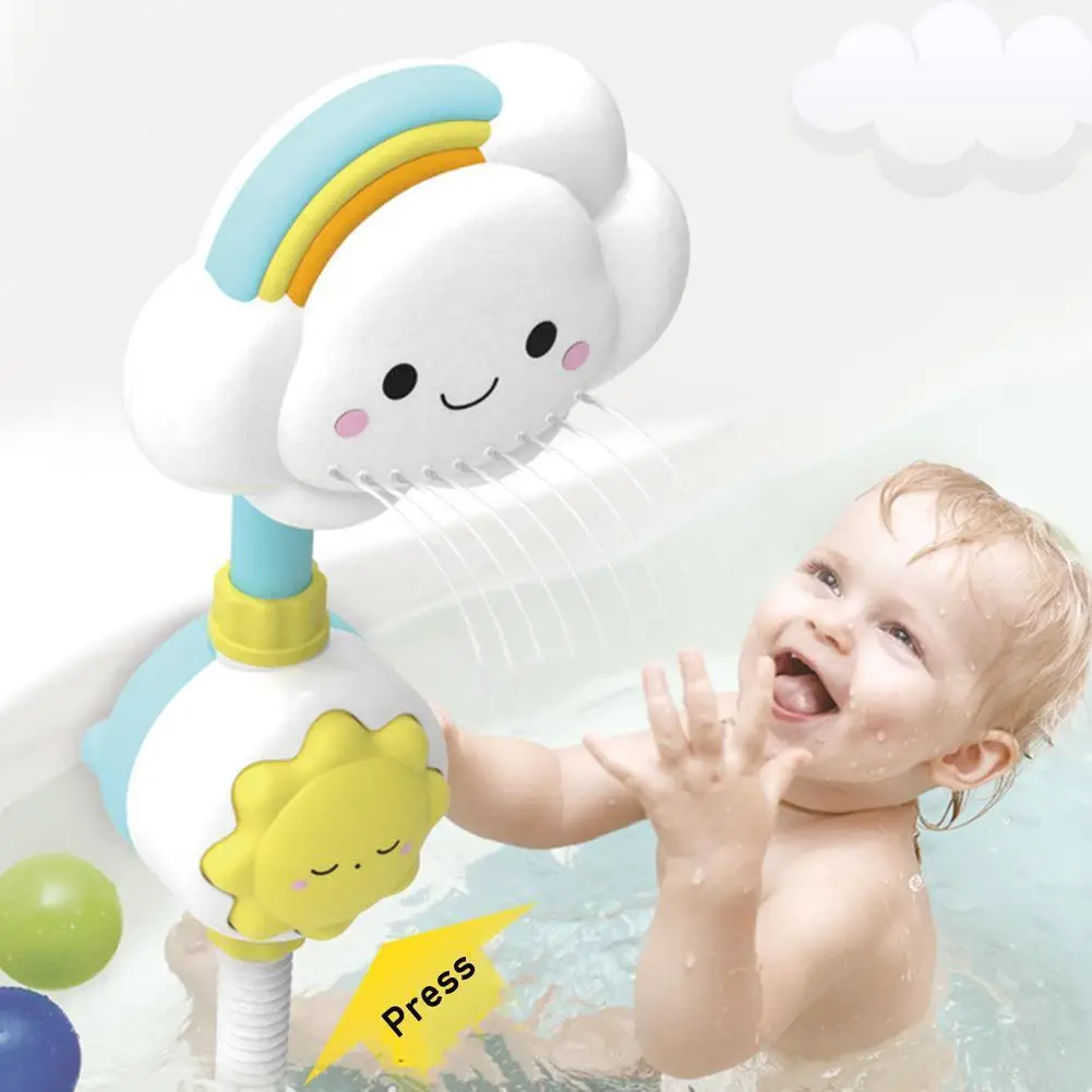 

Fun Sunflower Baby Shower Toy Baby Children Kids Bath Tub Head Cloud Shower Water Faucet Flower Bathroom Toys Spray B7J9