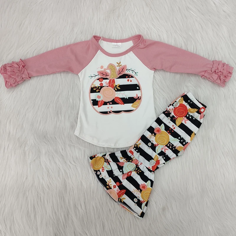

Childrens fall baby girl clothes outfits thanksgiving pumpkin tshirts pants toddler kids boutique clothing
