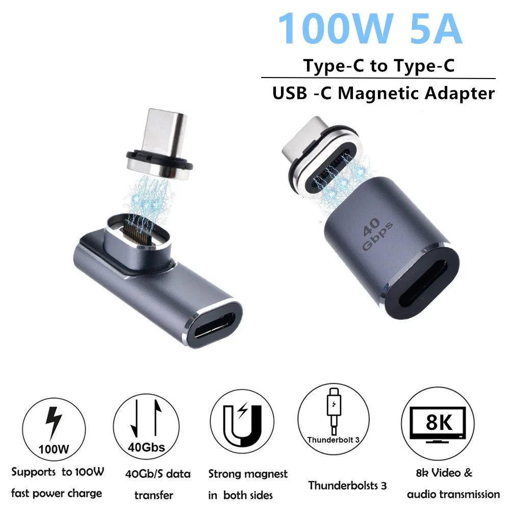 

Magnetic USB C Adapter 24Pins Type C Connector For Thunderbolt 3 PD 100W Fast Charging 40Gbp/s Converter for iPad MacBook Pro