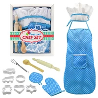 childrens chef roll play costume set toddler dress up childrens apron with chef hat chef mitt and cookie cutters