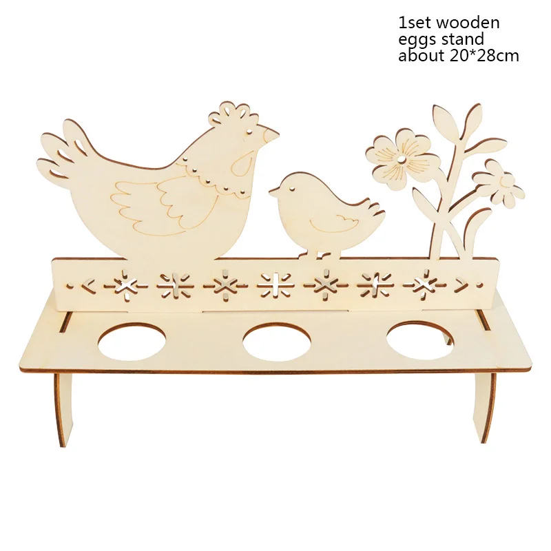 1set wooden stand Наволочка на подушку с пасхальным Кроликом, яйцами, пасхальными, шоколадными яйцами, курицей, пасхальными украшениями для дома, вечерние украшения, подарок - Цвет: 1set wooden stand