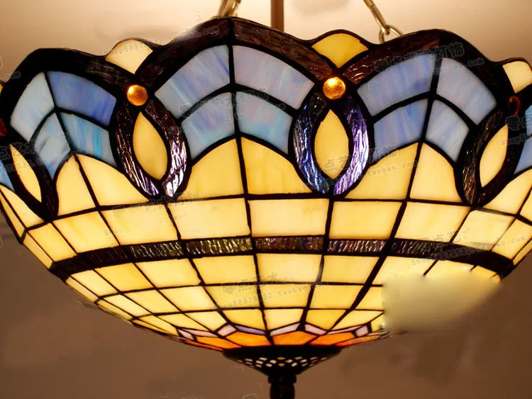 

European Mediterranean style Tiffany Ceiling Lamp Glass E27 110-240V LED Ceiling Lights