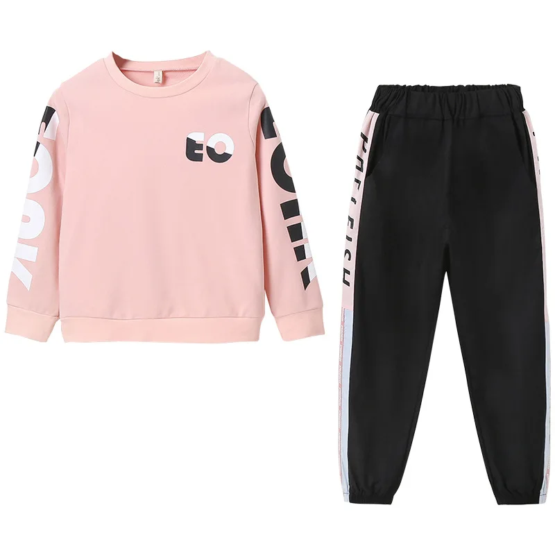 

Vintage Two Piece Cotton Spring Autumn Teens Children Clothes Baby Girls Suit Pants +Sweatshirts Kids Toddler Outwear High Quali