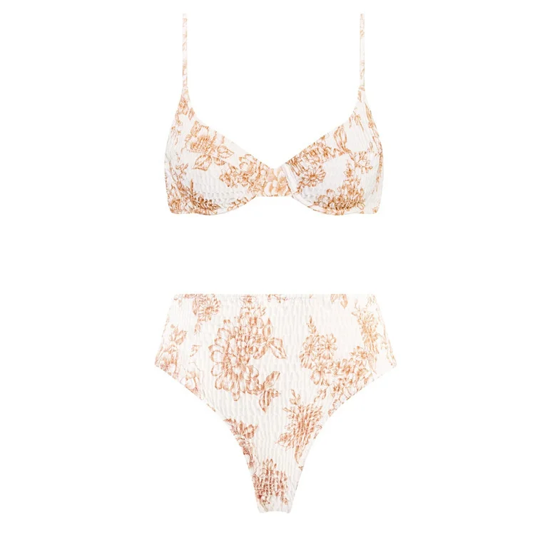 

Sexy Underwired Push Up Bikini Set Women Printed Triangle Brazilian Bikinis Swimwear Ruched High Waist Bathing Suits Beach Wear