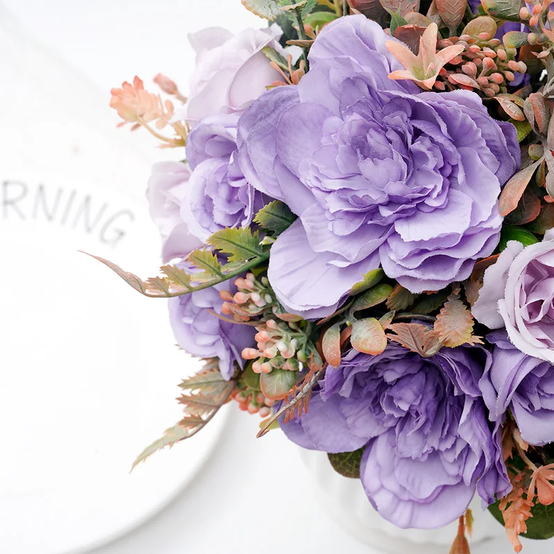 Красивые осенние оранжевые искусственные цветы пиона Шелковая Роза растения