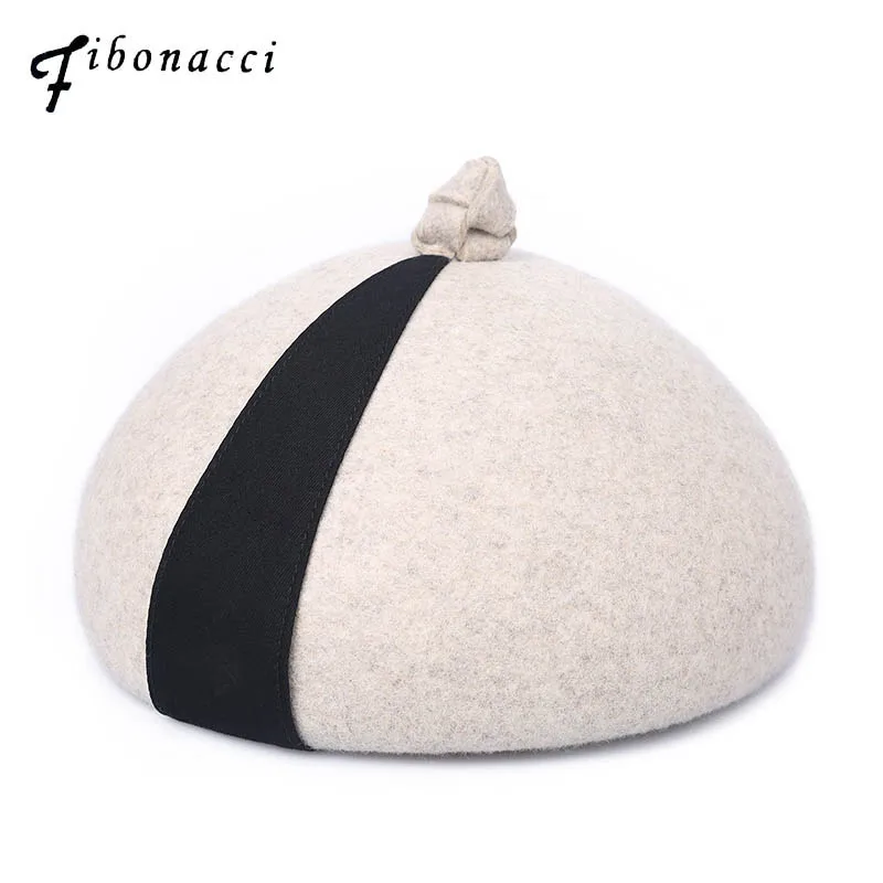 Fibonacci Шапки для Для женщин элегантные женские береты шерстяная фетровая шляпа