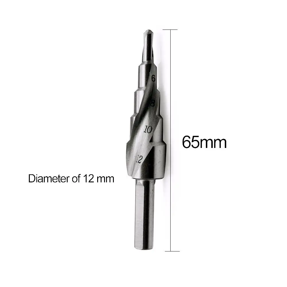 

Fast Shipping 1pcs 4-12mm Pagoda Drill Hexagon Screw Drill HSS Power Tools Spiral Grooved Metal Steel Step Drill Bit