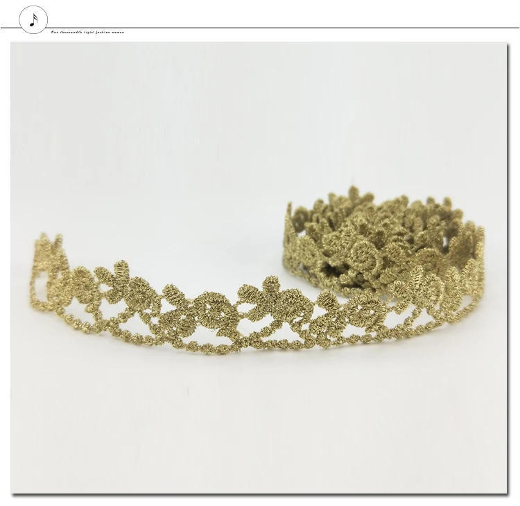 1 8 см Ширина 10 ярдов Цветочная Золотая кружевная отделка ткань для одежды Швейные