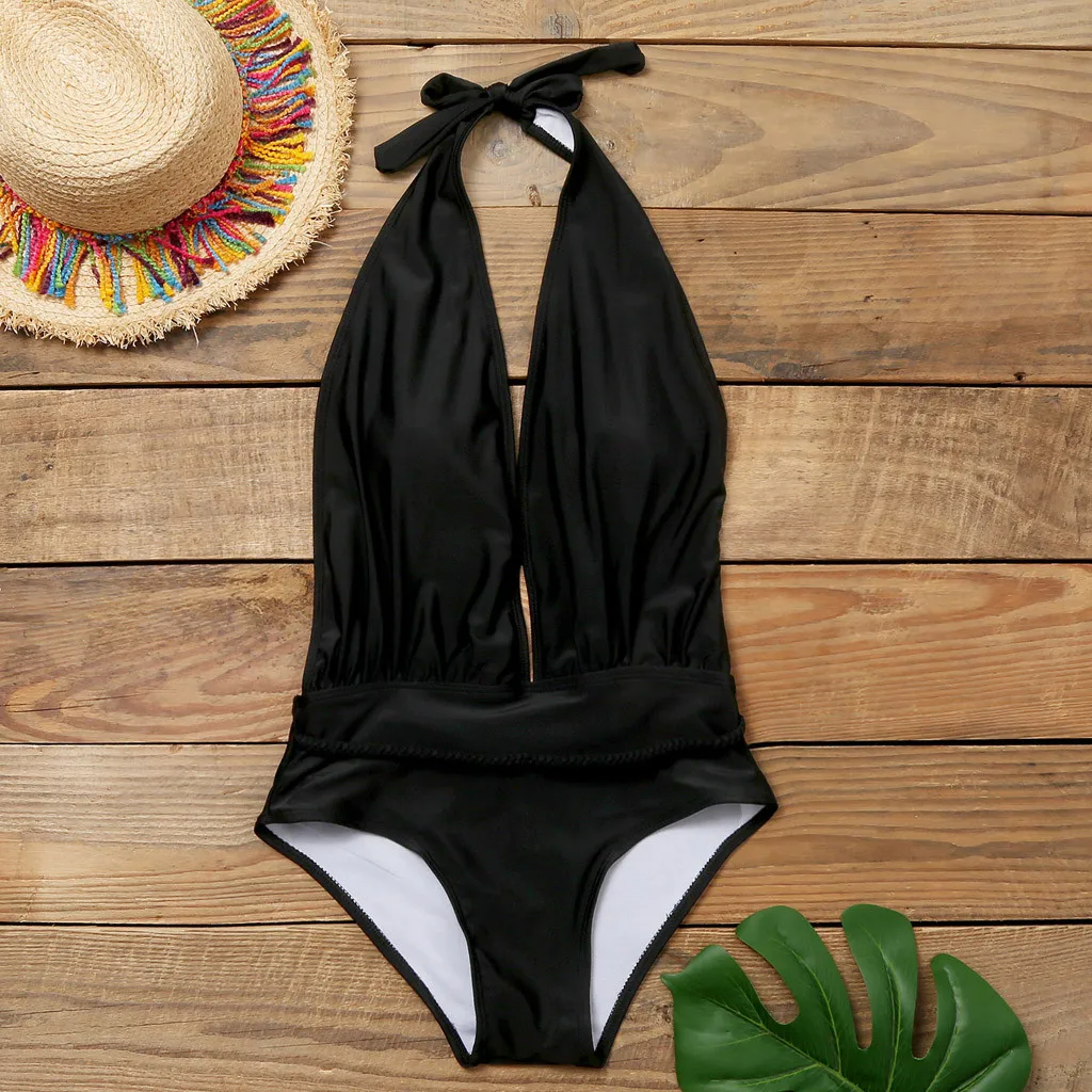 Женский купальник цельный темпераментный сексуальный глубокий v образный вырез