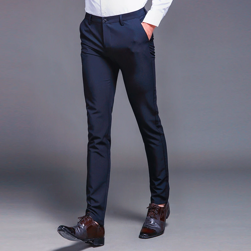 New Fashion High Quality Cotton Men Suit Pants Straight Spring Autumn Long Male Classic Business Casual Trousers Full Length