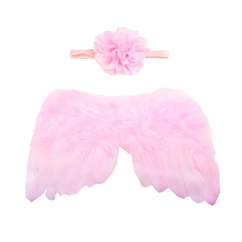 6 новорожденных детей милые перья Крылья ангела с прекрасным большим цветком