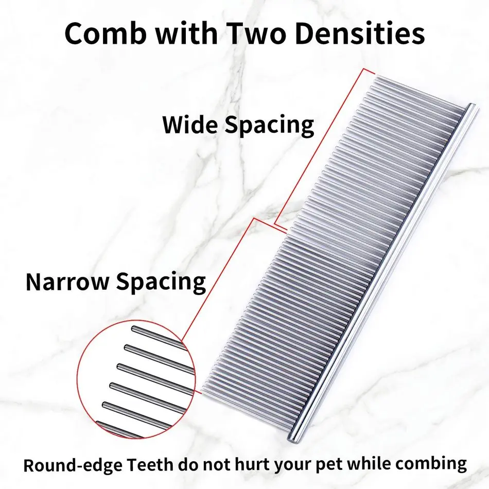 Pretty&ampBetter Pet Dematting Comb Stainless Steel Grooming for Dogs and Cats Gently Removes Loose Undercoat Flea | Дом и сад